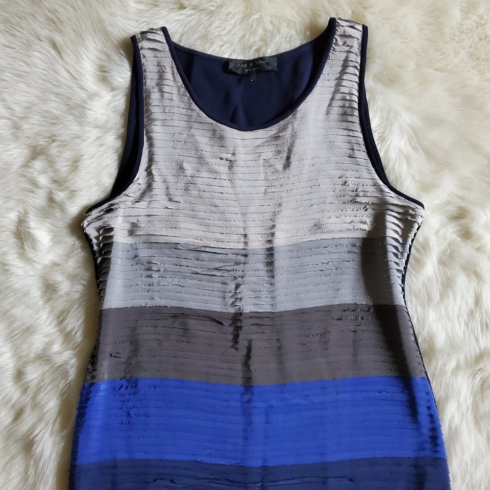 Rag & Bone Blue Layered Silk Color Block Dress Si… - image 7